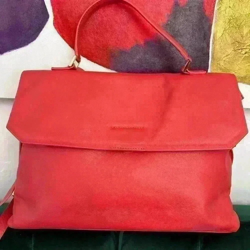 CUIR ROSE- Coral/Pink Satchel - All Leather -Made in Intaly